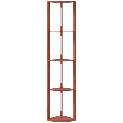 HOMCOM Corner Floor Lamp for Living Room Bedroom with Dimmable Warm White LED Light, Modern Tall Standing Lamp, Brown