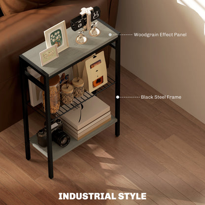 HOMCOM Three Shelf Industrial Side Table, Grey