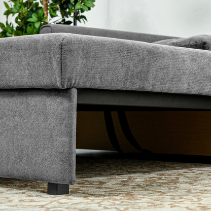 HOMCOM Snow Flannel Two-Seater Sofa Bed, with Storage - Grey