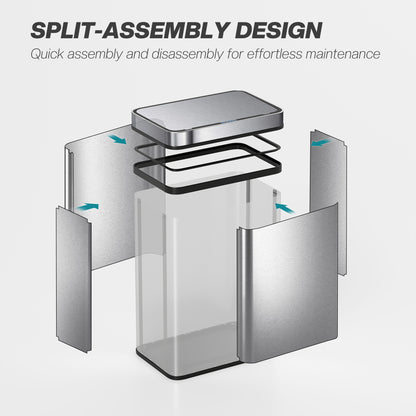 HOMCOM 50 L Sensor Can,  Sensor Bin with Soft-Close Lid, Fingerprint-Proof Stainless Steel, Silver Tone