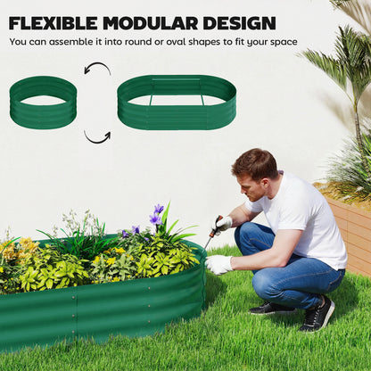 Outsunny Galvanised Raised Garden Bed with Arched Trellis, 4 x 2 x 4.6ft Metal Raised Bed for Garden with Open Bottom, Green