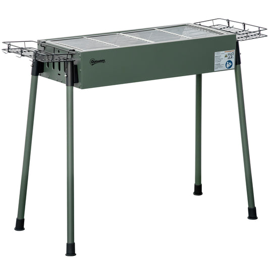 Outsunny Portable Charcoal Barbecue BBQ Grill with Seasoning Baskets and Hooks, Compact Stainless Steel Cooker for Camping Picnic Hiking Garden Party Festival, Dark Green