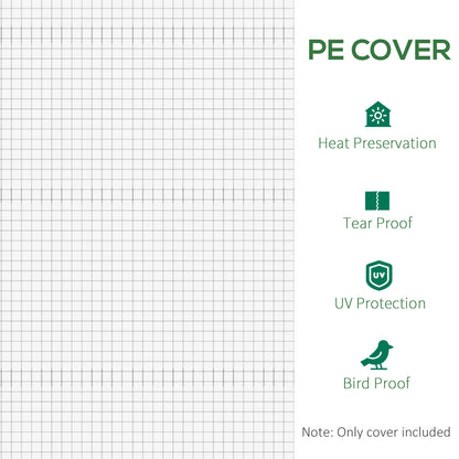 Outsunny 3 x 2 x 2m Polytunnel Greenhouse Replacement Cover ONLY Winter Garden Plant PE Cover for Tunnel Walk-in Greenhouse with Roll-up Windows Door Outdoor, White