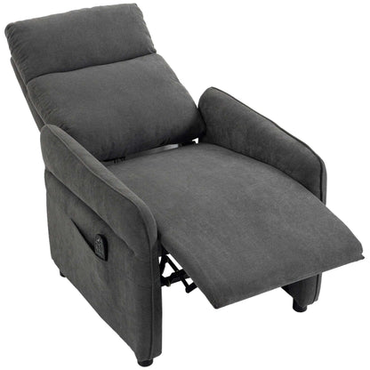 HOMCOM Recliner Armchair, Push Back Recliner Chair with Massage & Heat, Adjustable Armrests, Dual Side Pockets, Dark Grey