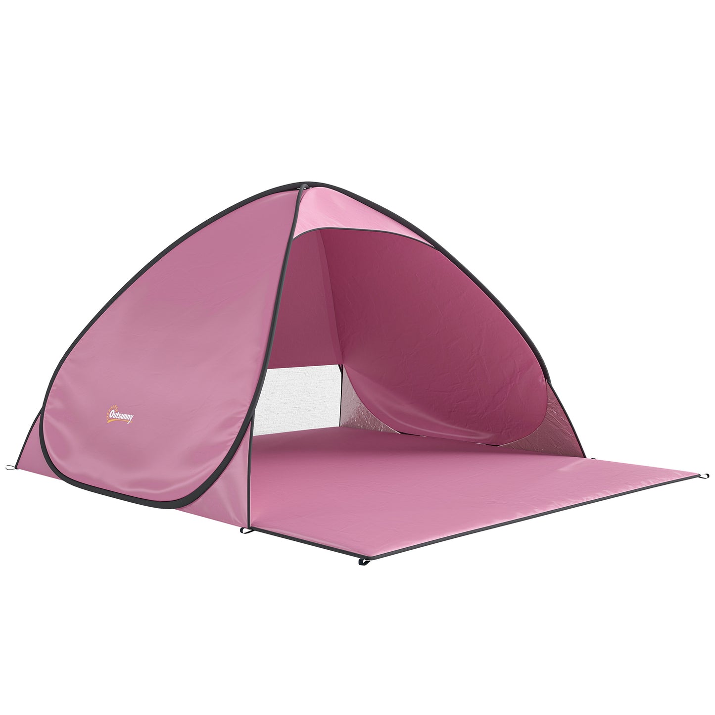 Outsunny Pop up Beach Tent, UV 50+ Sun Shelter with Carry Bag, 2x1.5m for 2-3 Person, Pink