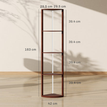 HOMCOM RGB Standing Lamp with Shelves, 4-Tier LED Floor Lamp with Multiple Lighting Modes, Brown