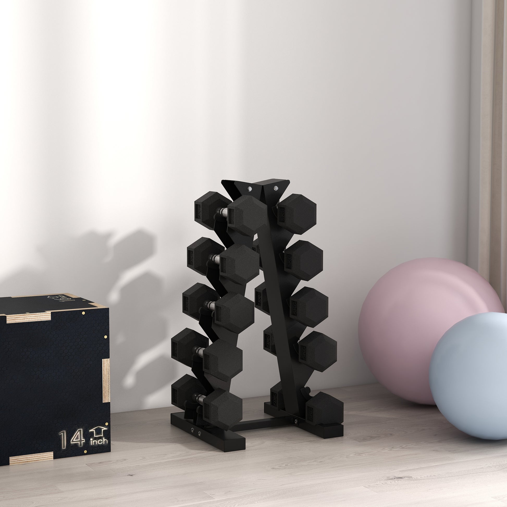 HOMCOM 2x5kg Rubber Dumbbell Sports Hex Weights Sets Gym Fitness Lifting Home-Dumbbells-ChewyGames-ChewyGames