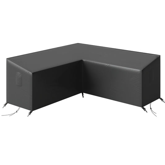 Outsunny V-Shaped Patio Furniture Cover, Waterproof Outdoor V-Shaped Sectional Sofa Cover, Anti-UV with Air Vent, Black