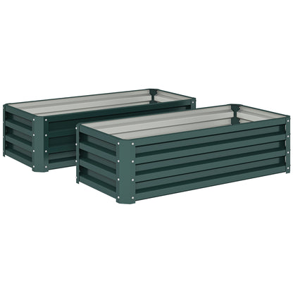 Outsunny Set of Two 110 x 65cm Steel Planter Boxes - Green