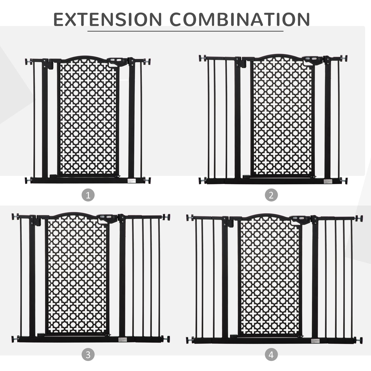 PawHut 74-105cm Pet Safety Gate Stair Barrier, with Auto Close, Double Locking - Black--ChewyGames-ChewyGames