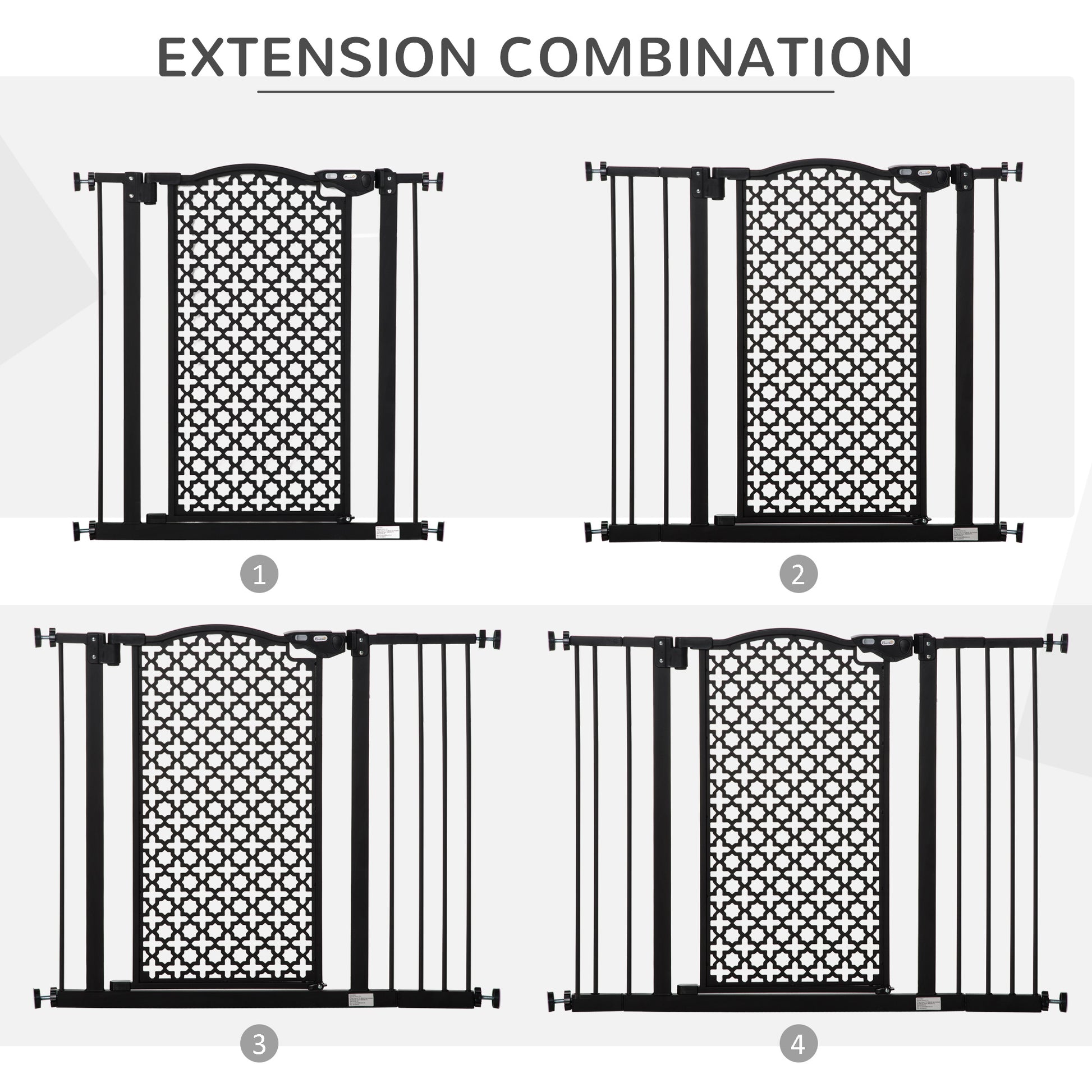 PawHut 74-105cm Pet Safety Gate Stair Barrier, with Auto Close, Double Locking - Black--ChewyGames-ChewyGames