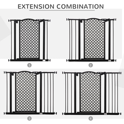 PawHut 74-105cm Pet Safety Gate Stair Barrier, with Auto Close, Double Locking - Black--ChewyGames-ChewyGames