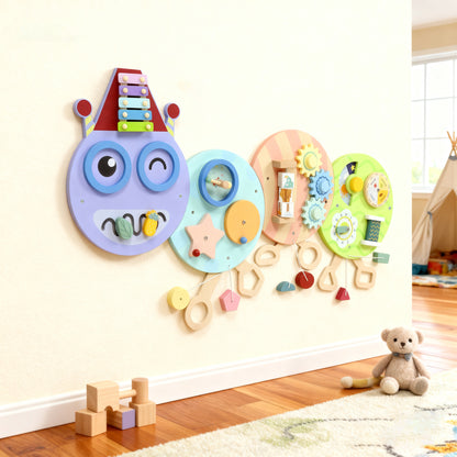 AIYAPLAY Caterpillar Busy Board with 7 Activities, for Nursery, Playroom, Home, for 3+ Years--ChewyGames-ChewyGames