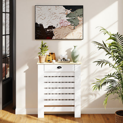 HOMCOM 95.5H x 78Wcm Radiator Cover, with Drawer - White--ChewyGames-ChewyGames