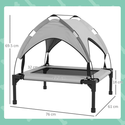 PawHut Cooling Raised Pet Bed w/ Washable Breathable Mesh, for Small Medium Dogs, 76 x 61 x 69.5cm - Light Grey