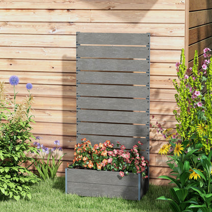 Outsunny 34 x 69.5cm Garden Planter Box, with Back Trellis, Grey