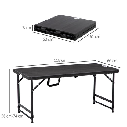 Outsunny Foldable Patio Dining Table for 4, Height Adjustable Outdoor Table for Garden, Lawn, Dark Grey