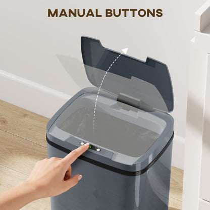 HOMCOM 15L Sensor Bin, Automatic Touchless Kitchen Bin, Easy Clean, Battery Operated for Home Office, Bedroom, Bathroom, Grey--ChewyGames-ChewyGames