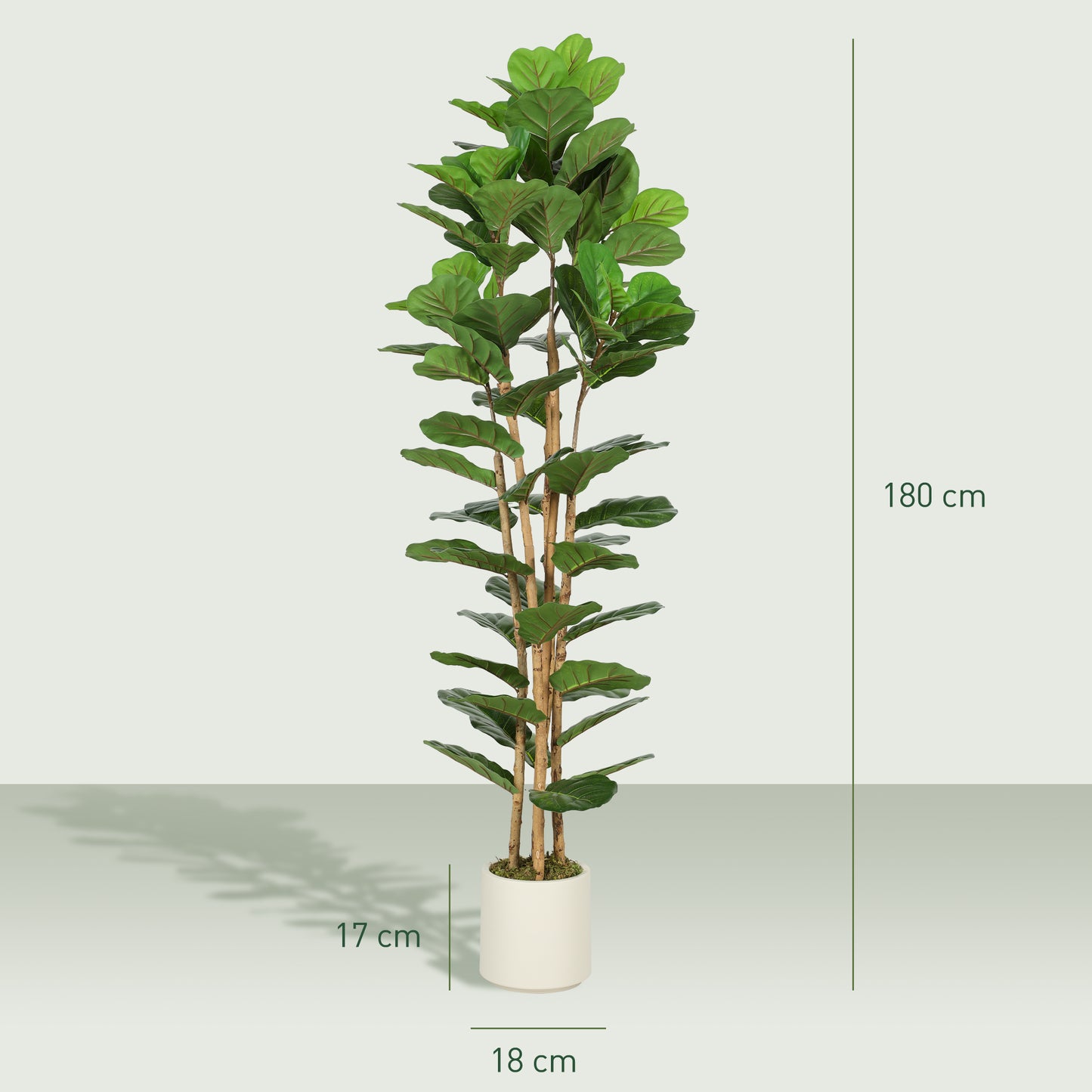 HOMCOM 180cm Artificial Fiddle Leaf Fig Tree - Green
