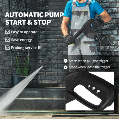 Outsunny 2200W High Pressure Washer, 170 Bar Pressure, 420 L/h Flow, Portable Electric Power Washer Jet Wash Cleaner with Adjustable Nozzle 6M Hose and Hose Reel for Home Patio Car Driveway, Green