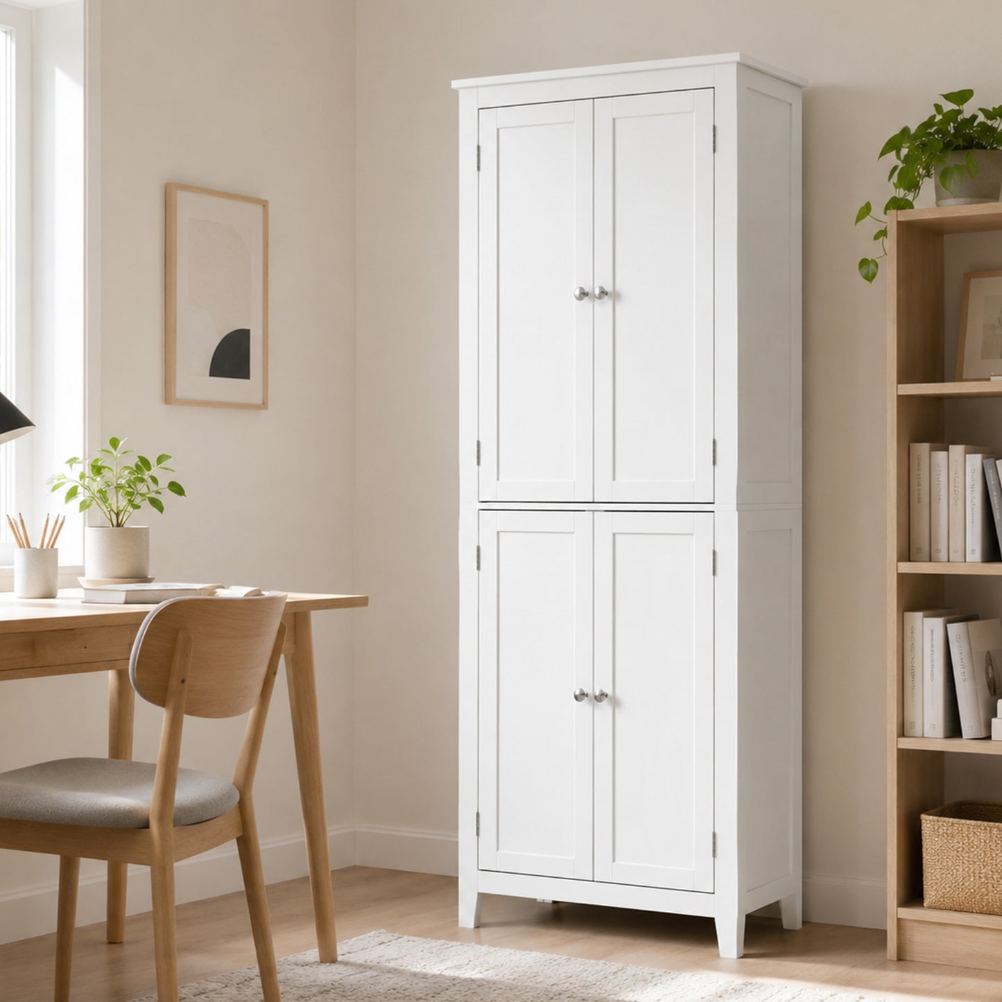 HOMCOM 170 cm Tall Bathroom Storage Cabinet, Freestanding Narrow Bathroom Cabinet with Adjustable Shelves for Laundry Room