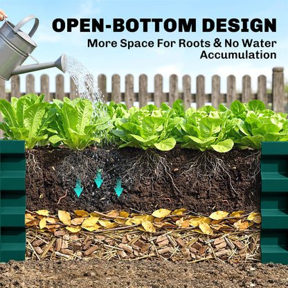 Outsunny Raised Beds for Garden, Galvanized Outdoor Planters, for Herbs and Vegetables, Use for Patio, Backyard, Balcony, Green