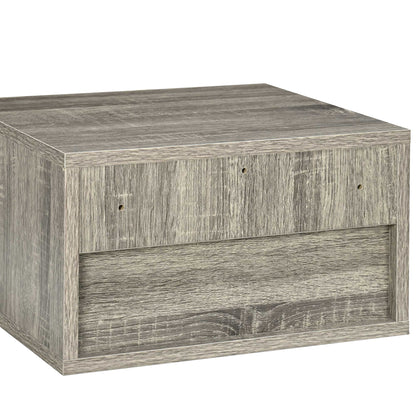 HOMCOM Floating Bedside Tables Set of 2, Wall Mounted Nightstand, Grey Wood Effect