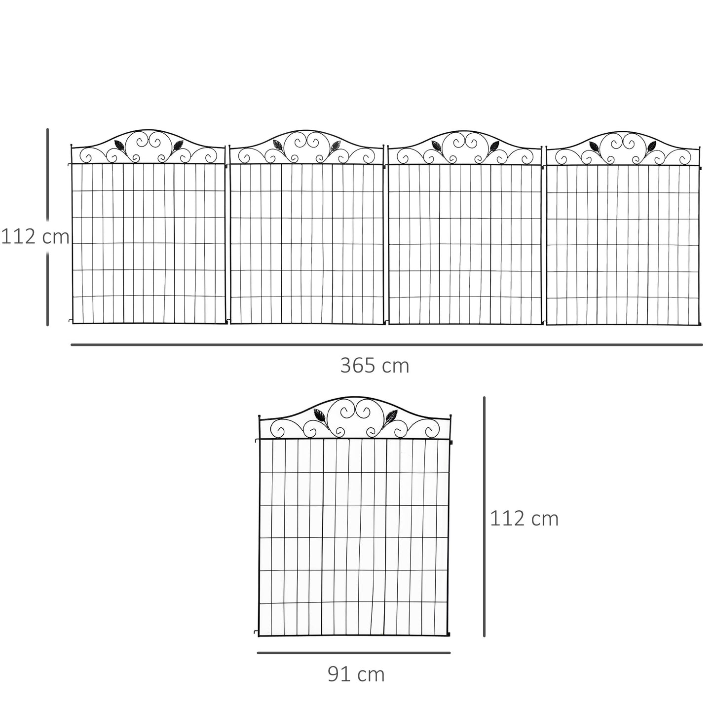 Outsunny Garden Decorative Fence 4 Panels 44in x 12ft Metal Wire Landscape Border Edging--ChewyGames-ChewyGames