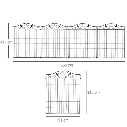 Outsunny Garden Decorative Fence 4 Panels 44in x 12ft Metal Wire Landscape Border Edging--ChewyGames-ChewyGames