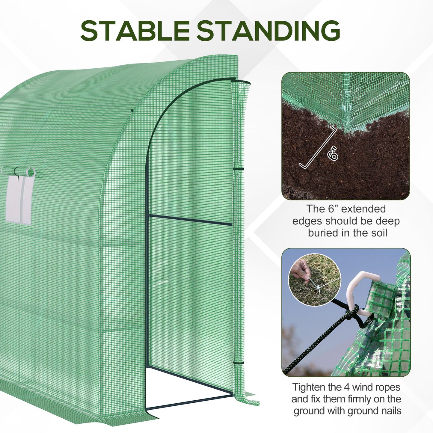 Outsunny Small Lean to Greenhouse 3-Tier with Shelves Outdoor, Green