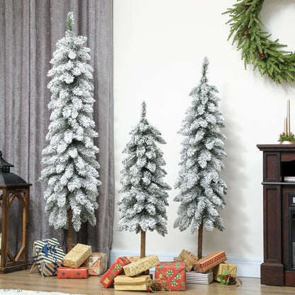 HOMCOM Set of 3 Pencil Flocked Christmas Tree, 3ft 4ft 5ft--ChewyGames-ChewyGames