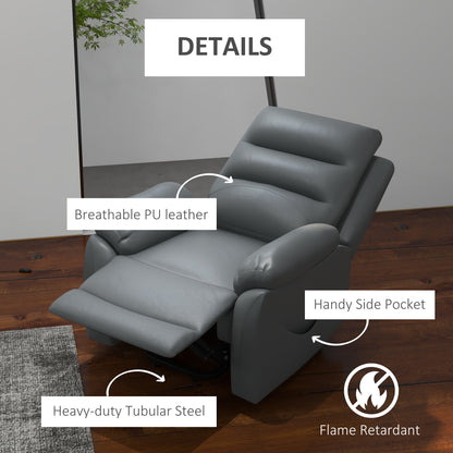 HOMCOM Electric Riser and Recliner with 8 Vibration Massage, PU Leather Power Lift Recliner Chair for Living Room with Side Pockets, Footrest, Grey