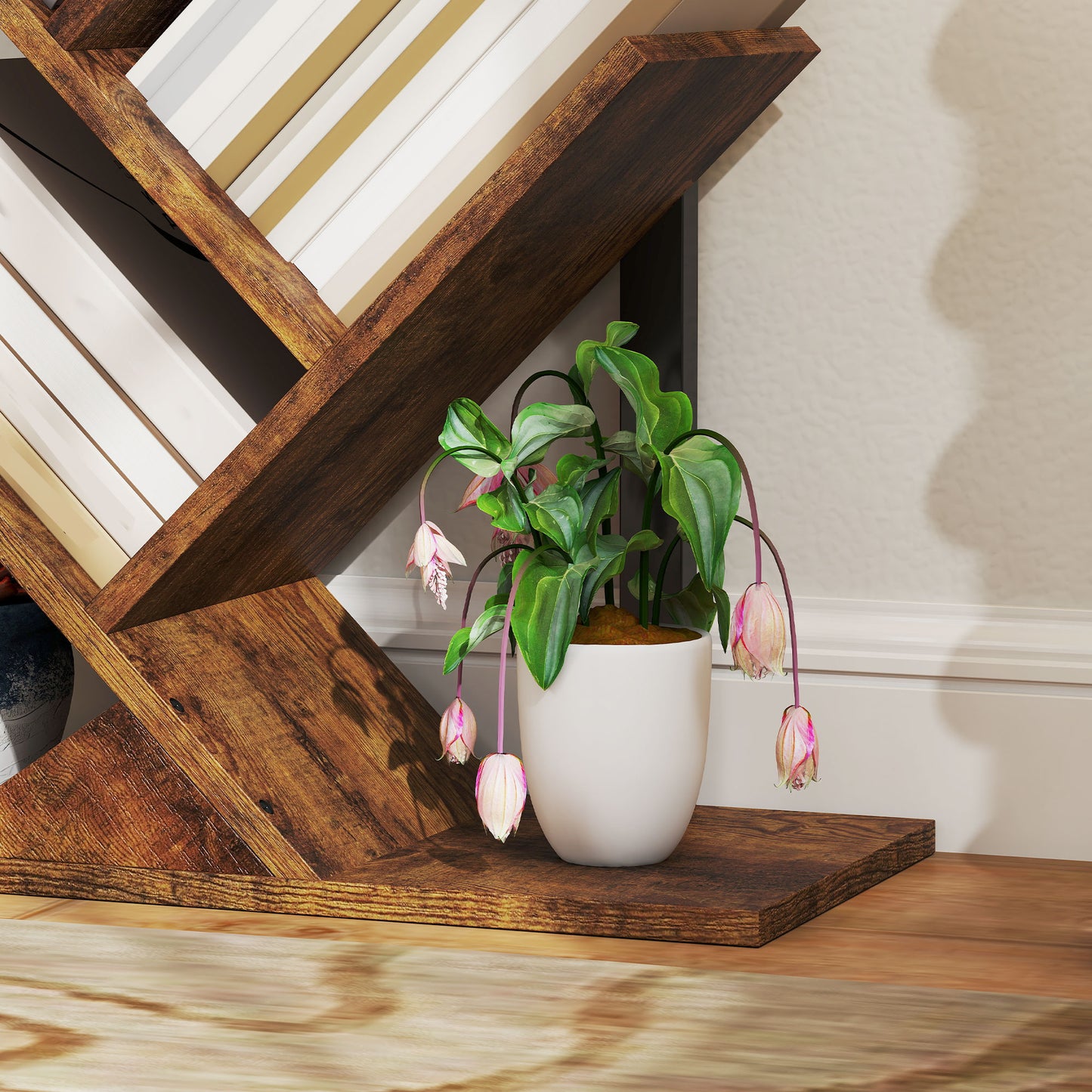 HOMCOM Eight-Section Tree Bookcase - Wood-Effect