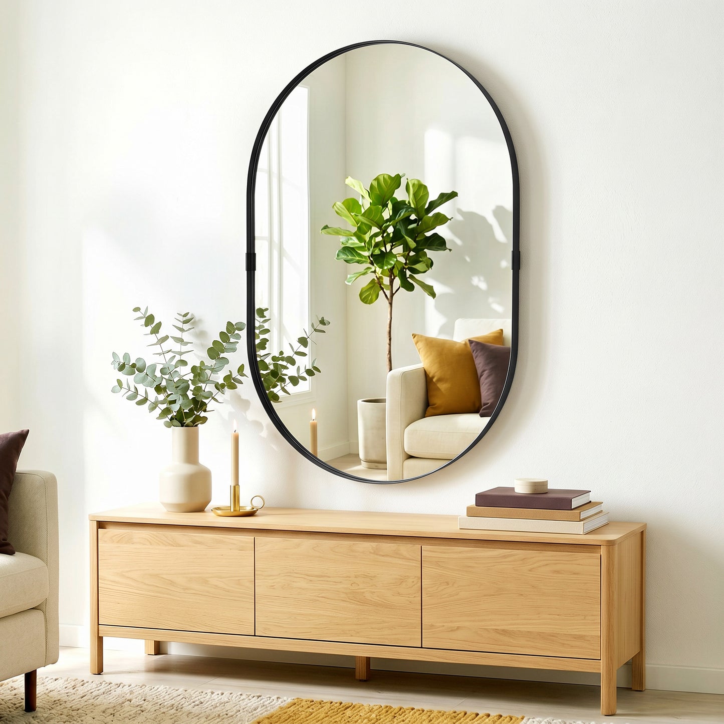 HOMCOM Wall Mirror, Bathroom Mirror with Elevated Aluminium Alloy Frame, 60 x 90 cm, Black