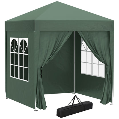 Outsunny 2 x 2 m Garden Pop Up Gazebo, Wedding Party Tent Marquee, Water Resistant Awning Canopy with Sidewalls, Windows, Carry Bag, Green--ChewyGames-ChewyGames