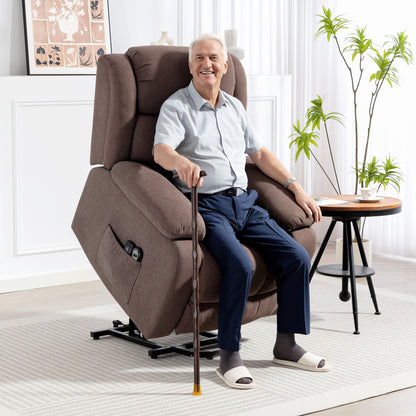 HOMCOM Power Lift Recliner Chair with Vibration Massage, Lift Chair for Elderly with Footrest, Remote, Side Pocket, Dark Brown
