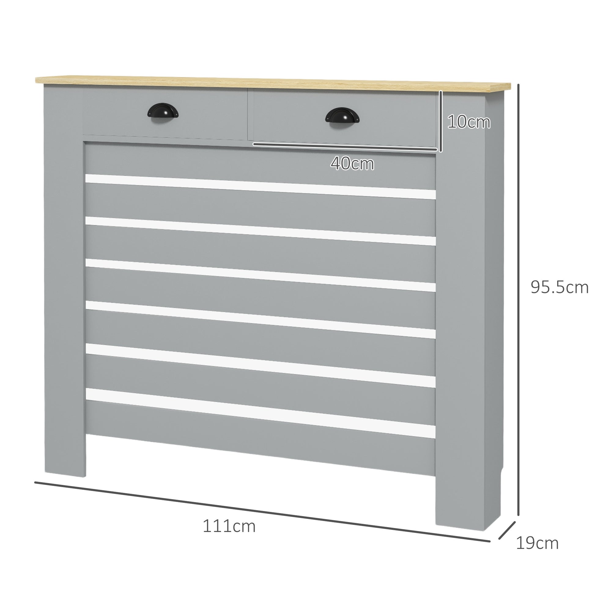 HOMCOM 95.5H x 111Wcm Radiator Cover, with Drawer - Grey--ChewyGames-ChewyGames
