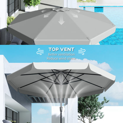 Outsunny 3 m Garden Parasol with Tilt Mechanism & Crank Handle, UPF 30+ Patio Umbrella Outdoor Table Umbrella, Light Grey