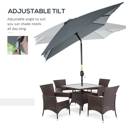 Outsunny 3x2m Garden Parasol Umbrella with Aluminium Pole, Tilt and Crank, Rectangular Outdoor Table Parasol Sun Shade for Patio, Dark Grey