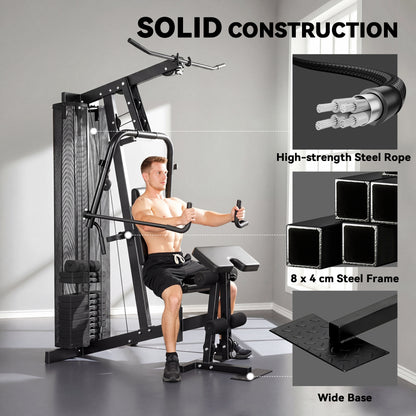 SPORTNOW Multi Gym with Adjustable Seat and Back, All in One Home Gym Machine with 45kg Weight Stack for Full Body Strength Training