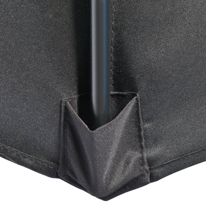 Outsunny 3(m) Half Parasol, Semi Round Umbrella with Metal Frame, Crank Handle for Balcony, Garden, Black