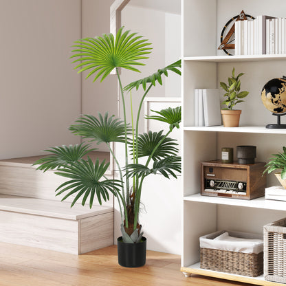 HOMCOM 145cm Artificial Palm Tree, Decorative Artificial Plant with Lifelike PEVA Leaves and Coconut Coir, Fake Tree with Plastic Pot and Flocking for Home Office Decor, Green--ChewyGames-ChewyGames