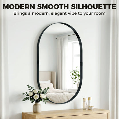 HOMCOM Wall Mirror, Bathroom Mirror with Elevated Aluminium Alloy Frame, 60 x 90 cm, Black
