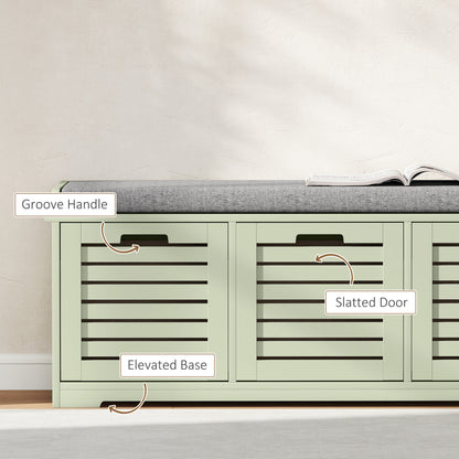 HOMCOM 3-Drawer Shoe Storage Bench with 160kg Capacity & 3 fully pull-out drawers - Green