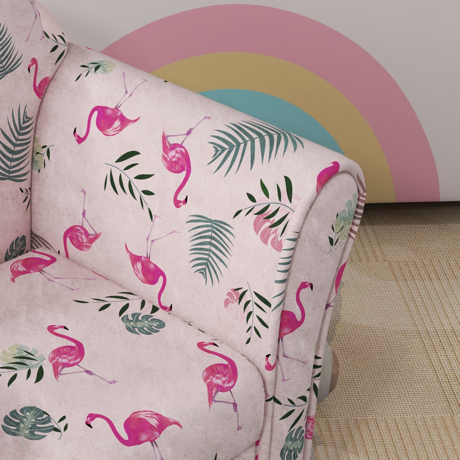 AIYAPLAY Kids Armchair with Flamingo Design, Wooden Frame, for Bedroom, Playroom, Kids Room - Pink--ChewyGames-ChewyGames