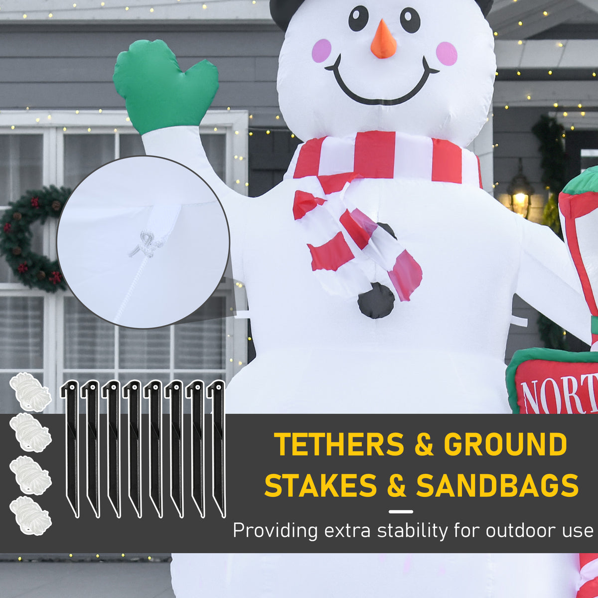 HOMCOM 8ft Tall Christmas Inflatable Snowman with Street Lamp, Lighted for Home Indoor Outdoor Garden Lawn Decoration Party Prop