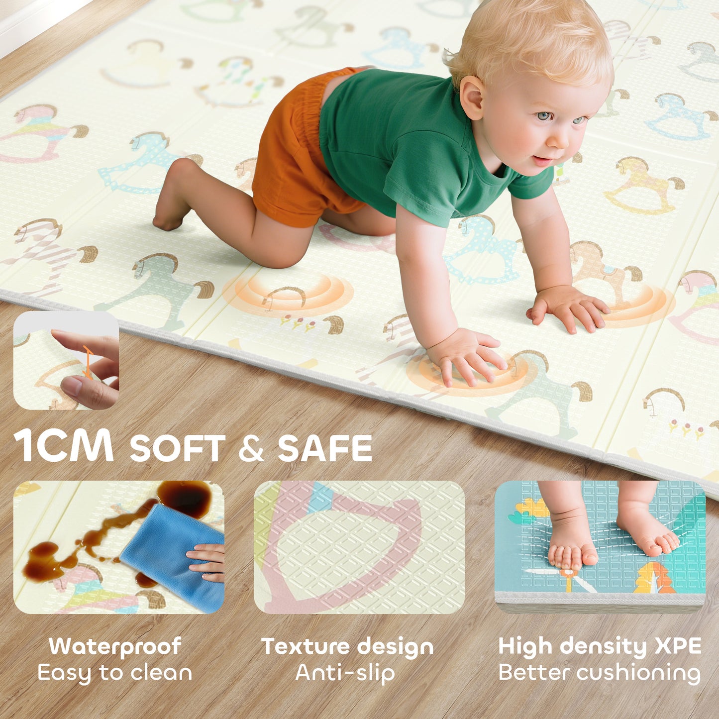AIYAPLAY Foldable Double-Sided Baby Play Mat, for Toddlers, Bedrooms, Nurseries, Playrooms
