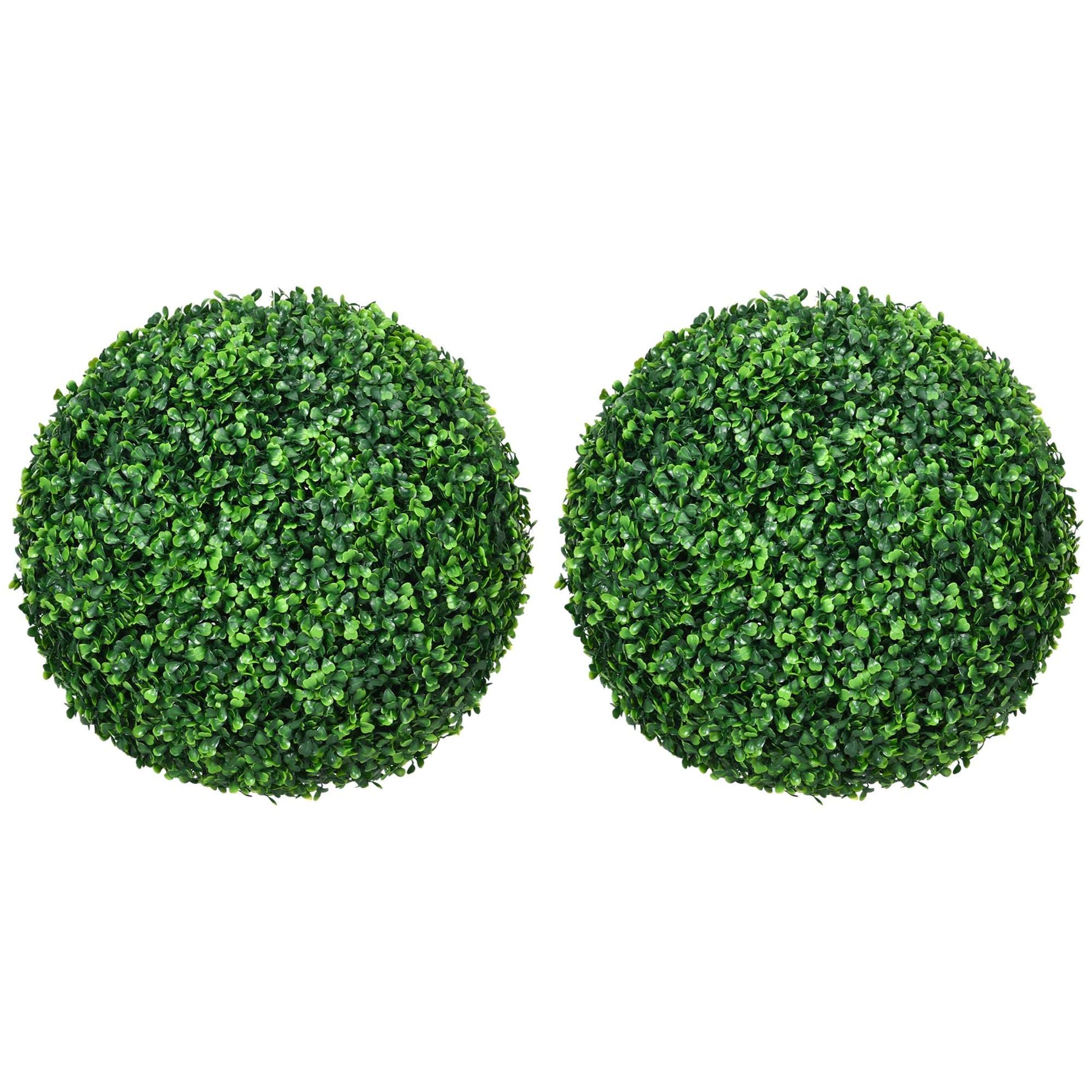 HOMCOM Set of Two Artificial Boxwood Balls Plants - Green
