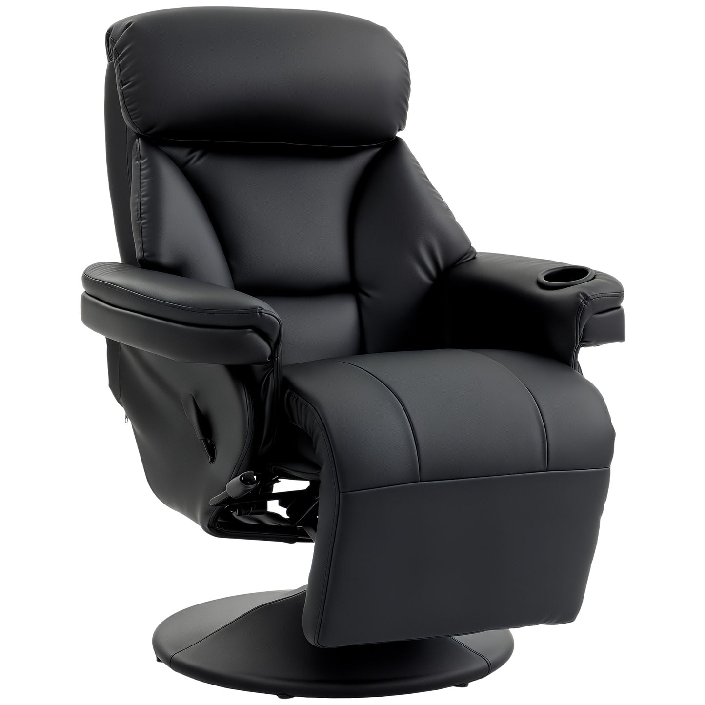HOMCOM Upholstered Reclining Armchair, Manual Recliner Chair with Footrest and Adjustable Backrest, Black