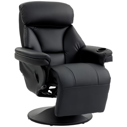 HOMCOM Upholstered Reclining Armchair, Manual Recliner Chair with Footrest and Adjustable Backrest, Black